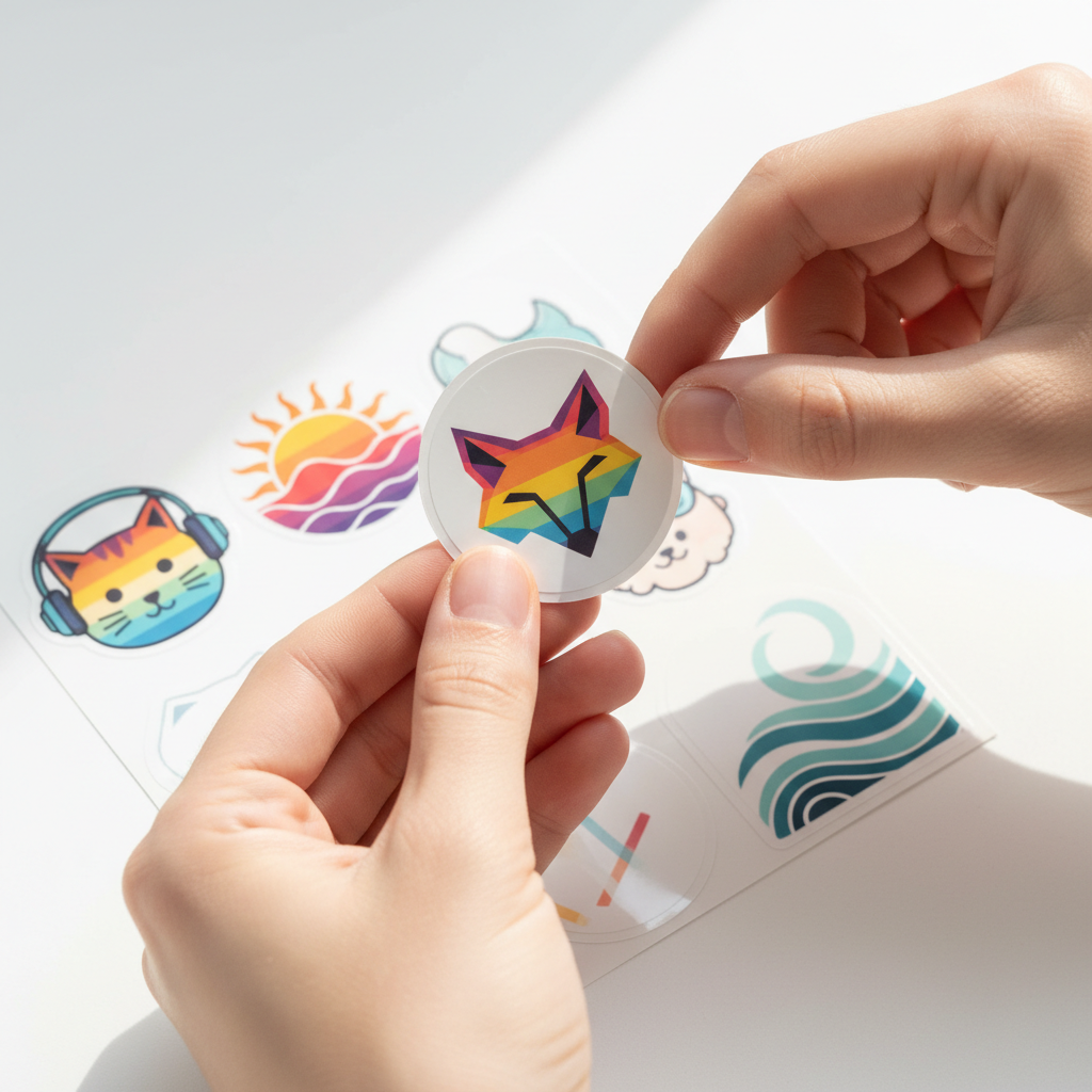 Custom vinyl stickers peeling lifestyle photo